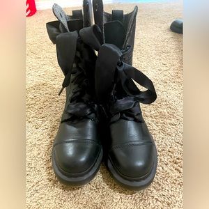 Doc Marten combat boots with ribbon lace